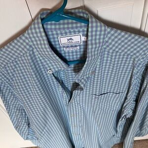 Southern Tide Intercoastal Men's Green and Blue Plaid Shirt